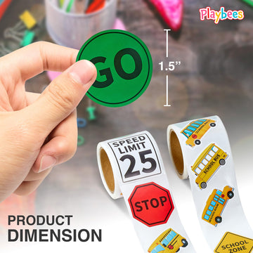 Playbees School Bus Stickers - 200 Pack School Bus Theme Designs - Kids' Educational Decor, Arts And Crafts, Back To School, Tea