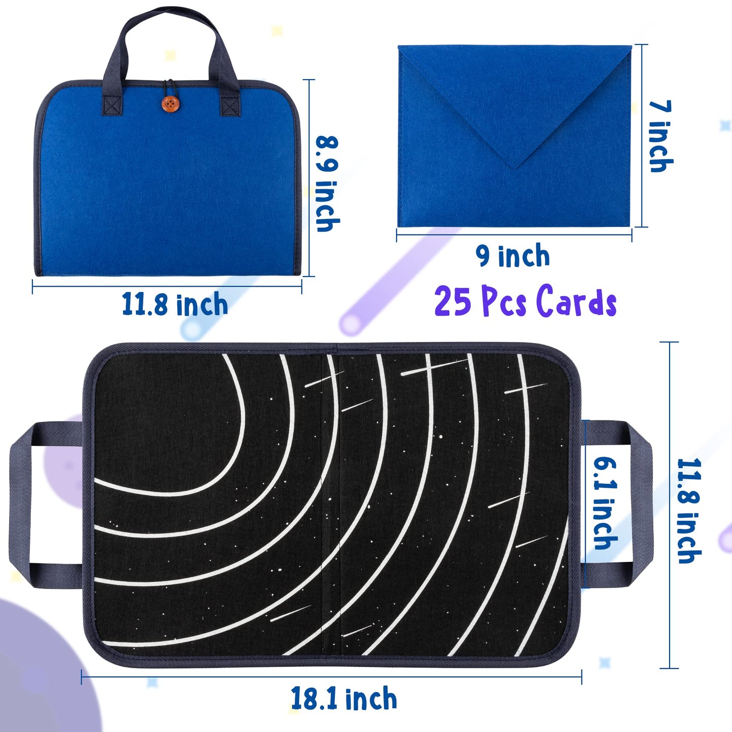 WATINC 25Pcs Travel Felt Board Story Set - 25PCS Portable Felt Board Educational Birthday Gift for Boys & Girls, Themed Storytel