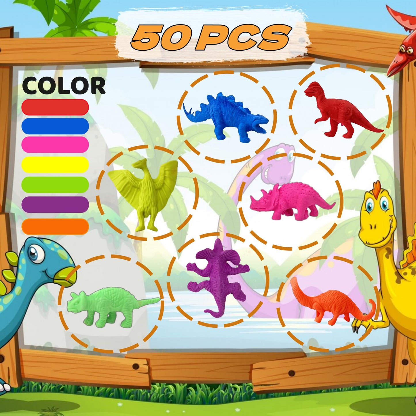 LilyBeauty Water Growing Dinosaurs - 50 Pack  Individually Wrapped Favors  Expandable Animals Toy - Party Supplie