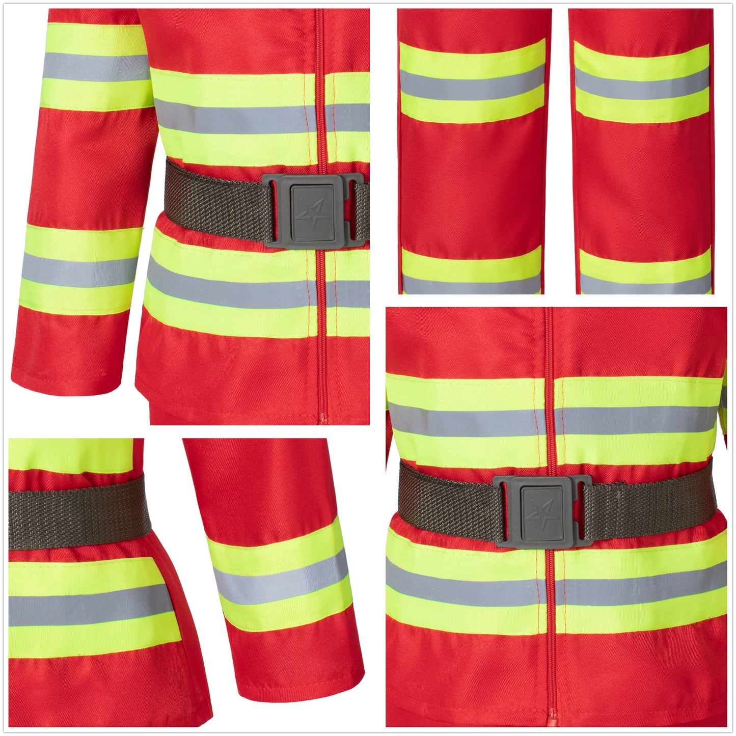 Child Fire Fighter Chief Role Costume Red For Kids(120Cm 4-5 Years)