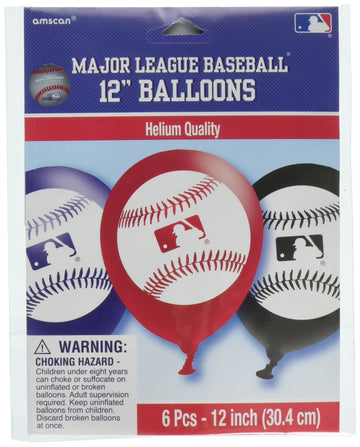 Vibrant Red & White Rawlings Major League Baseball Latex Balloons - 12' (12 Packs Of 6) - Perfect For Game Day, Celebrations & Sports-Themed Parties - Total Of 72 Pc
