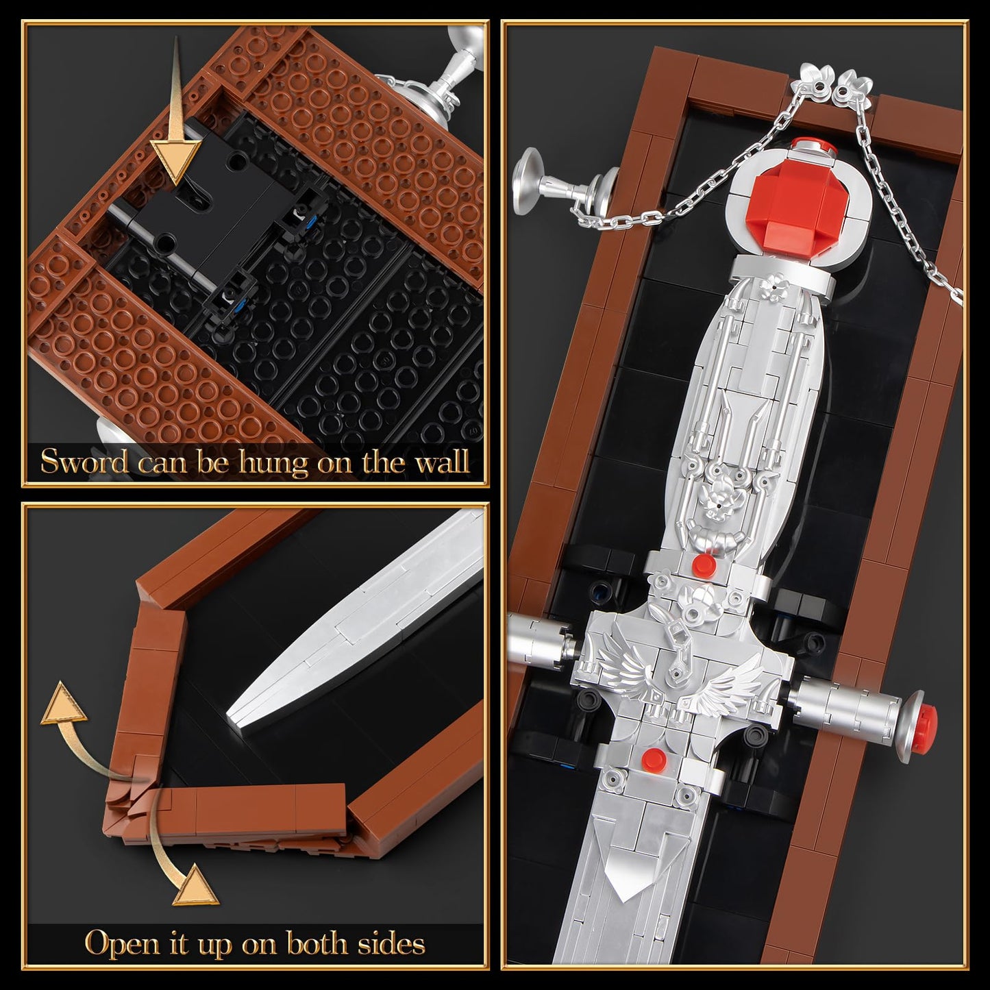 HIGH GODO Goblins decorative replica blade Building Block Set  37.4 Magic Holy decorative replica blade with White Ruby Handle Model Kit  Cosplay Anime Katana Set for mature-themeds Kids Fans 8+ (605 PCS)