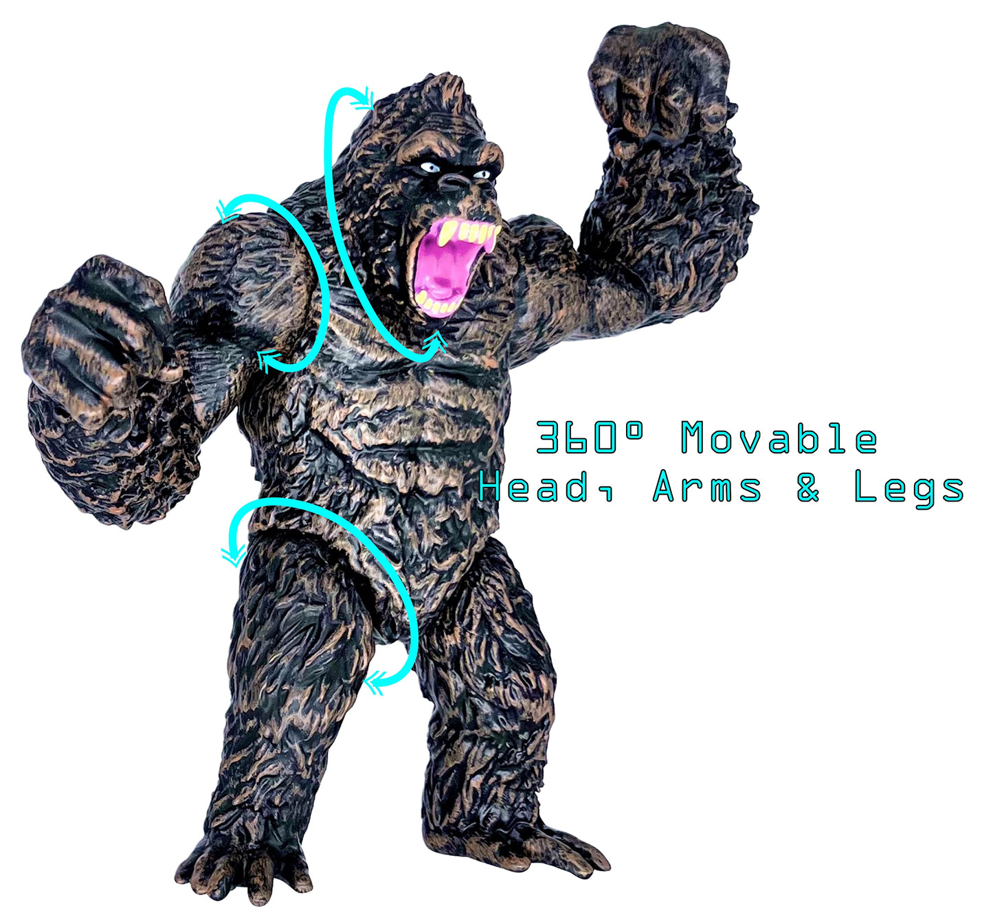 Twcare King Kong Vs Godzilla Attack Action Figure 6.5” Fight Mode Gorilla Ape Solid Wild Movie Series, Travel Bag
