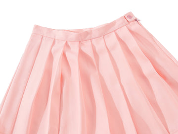 Beautifulfashionlife High Waist Short Summer Pleated Cos Skirts(L, Pink)