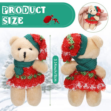 28 Pieces 3 Inches Christmas Stuffed Animal Toys Small Animal Plush Key Chain Plush Animal Toy Set For Christmas Tree Decorations, Stocking Stuffing, Party Gifts (Plaid Style)