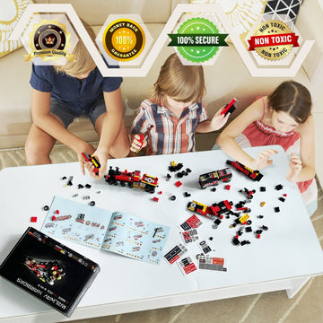 Abbabby Transforming Train Building Block Toys For Boys Girls Aged 6-12.Steam Train Or 8 Locomotive Models Or Train Warrior Robo
