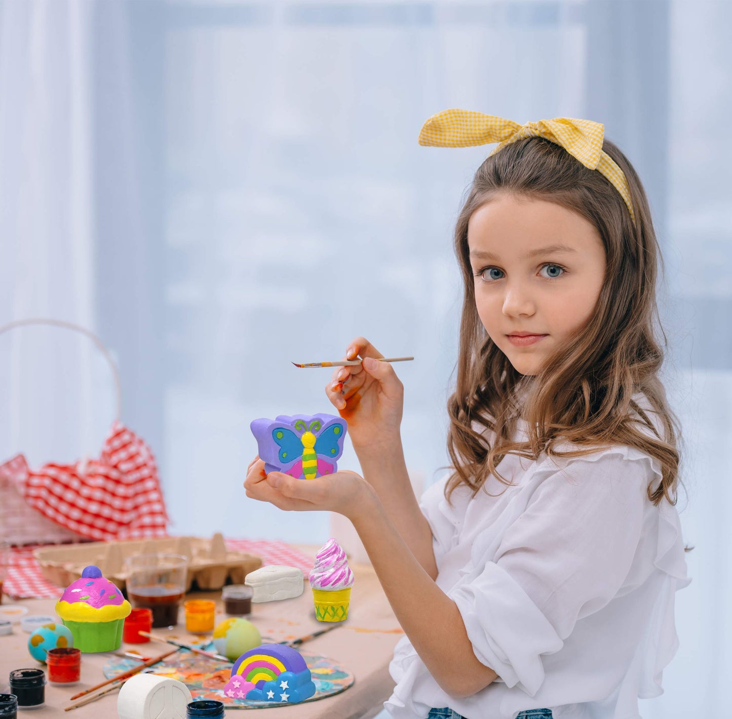 Number 1 in Gadgets Decorate Your Own Figurines Set - 6 Resin Figurines, Paint Brush, 6 Colors, Small to Medium Size