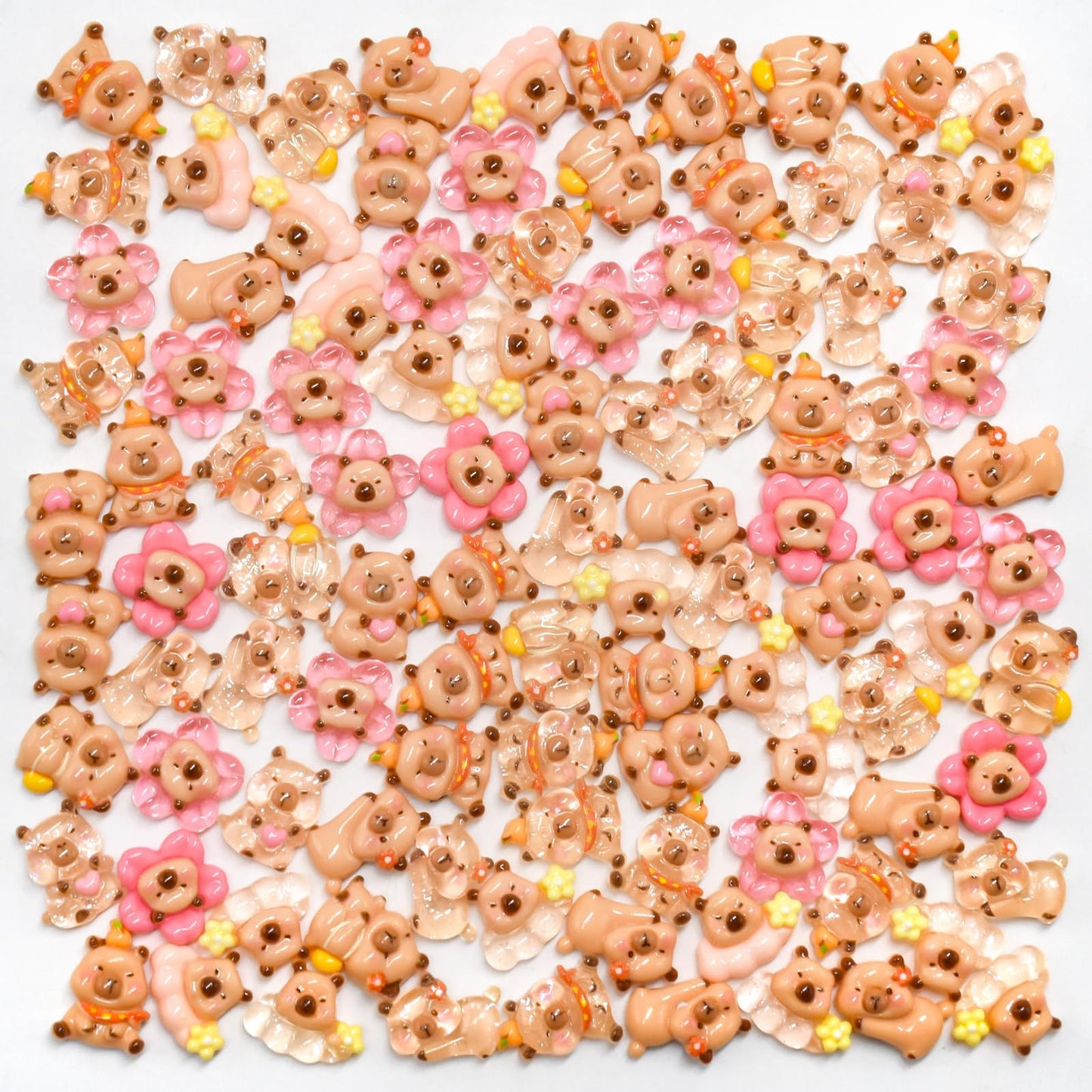 100 Pieces Tiny Flower Capybara For Dollhouse Miniatures Resin Animals For Crafts Mini Capybara For Fairy Garden Micro Landscapi