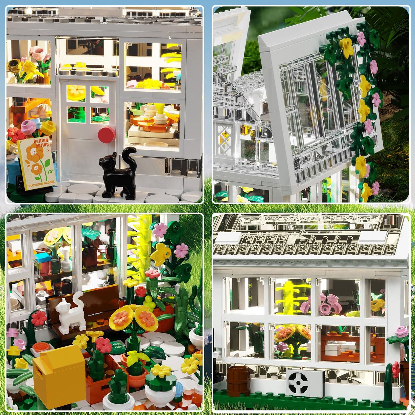 LEGPS YYDS Flower House Building Mini Set, LED Greenhouse Blocks Toy, 8" Size, White, Model MY133, Perfect Valentine/Xmas Gift for Kids 8-12