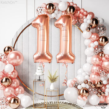 Giant, Rose Gold 11 Balloons Number - 40 Inch | Rose Gold 11Th Birthday Decorations For Girls | Number 11 Balloons For Birthdays Party | 11 Birthday Balloons For Girls | Preppy Birthday Decorations 11