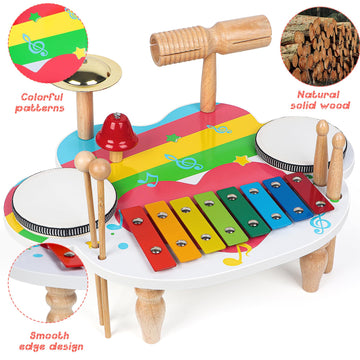 Aklot Hand Held Drum Percussion Musical Educational Instrument For Adults Party Kids Dance & Song Accompaniment (Kid Drum Set, 1