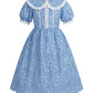 Nuoqi Colonial Costume Girls Prairie Pioneer Dress Laura Ingalls Wilder Costume With Apron Blue, 8-9
