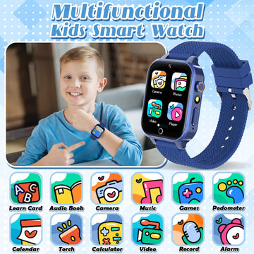 Smart Watch For Kids Boys Age 3-12 With 26 Puzzle Games Hd Video Camera Touchscreen Music Player Learning Cards Storybook Pedome