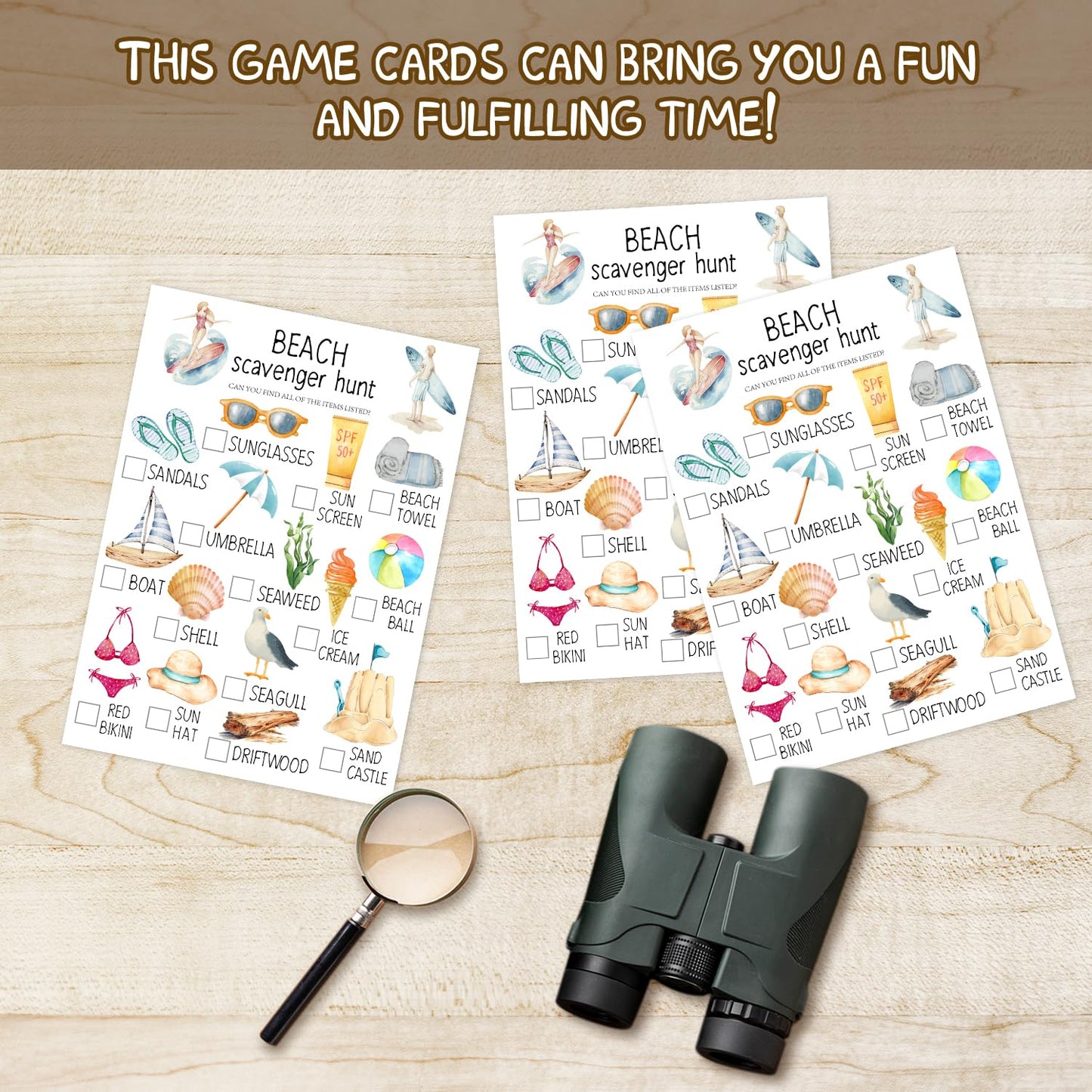 Ltazhyi Beach Scavenger Hunt Cards Set Of 30 Pcs, Summer Treasure Hunt Game For Family Friends, Outdoor Holiday Party Game Find