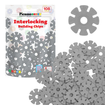 Picassotiles Building Chip Interlocking Disc Construction Blocks In Gray Color Stem Learning Early Education Toy Engineering Pla