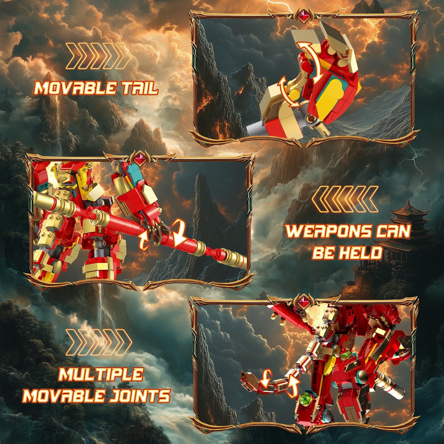 NUTER Monkey King Mech Building Set for mature-themed - Cool Action Figure Wukong Mech Toy Block Set  Monkie Kid Collection Display Model  Valentine's Day Gift for Boys Girls (1393Pieces