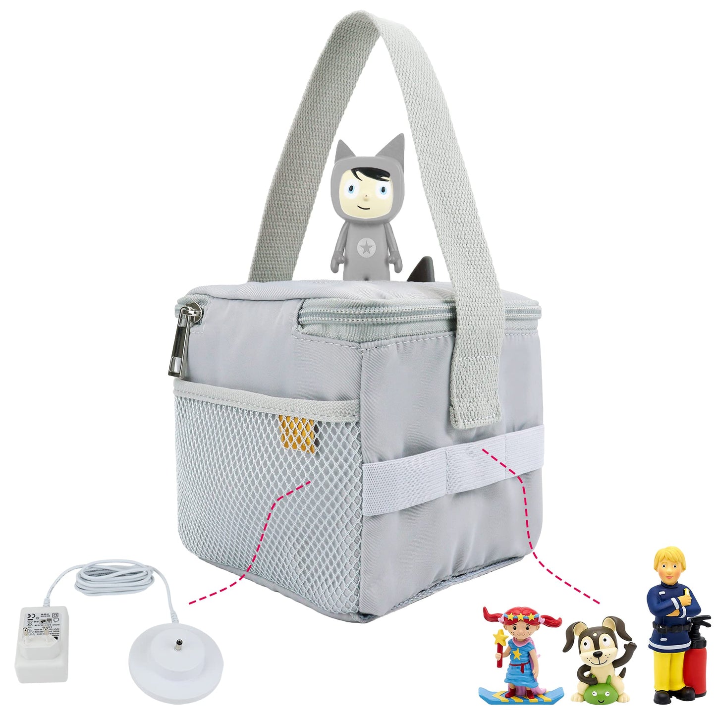 Annmore Carrying Case For Audio Player, Compatible With Toniebox And Figures, Bag Compatible With Tonies Characters And Box, Gre