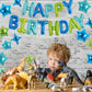 TONIFUL 35PCS Blue Green Happy Birthday Decorations Kit 16 Inch Happy Birthday Balloon Banner with Star Balloons Mylar Foil Birt