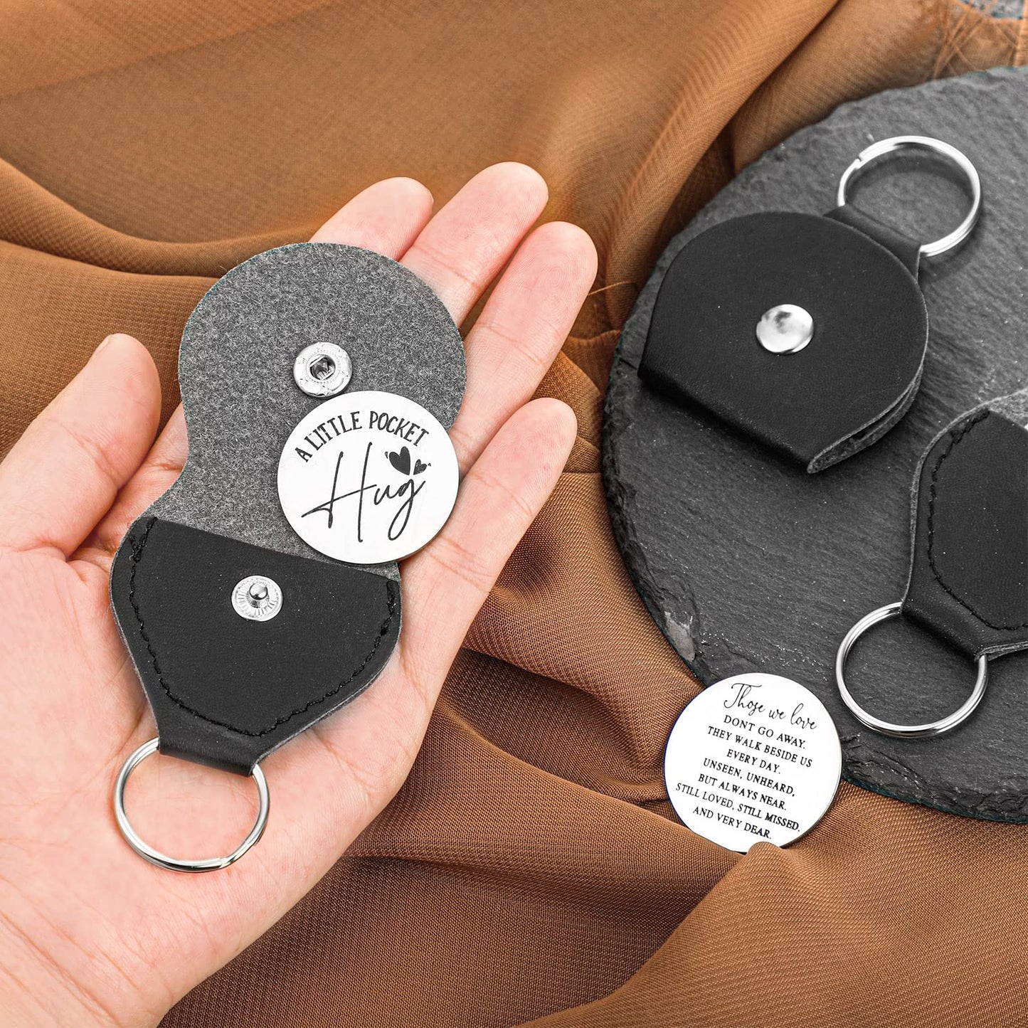 3 Pieces A Little Pocket Hug Tokens Keepsake Those We Love Don'T Go Away Sympathy Quotes Stainless Steel Coin Sign Double Sided