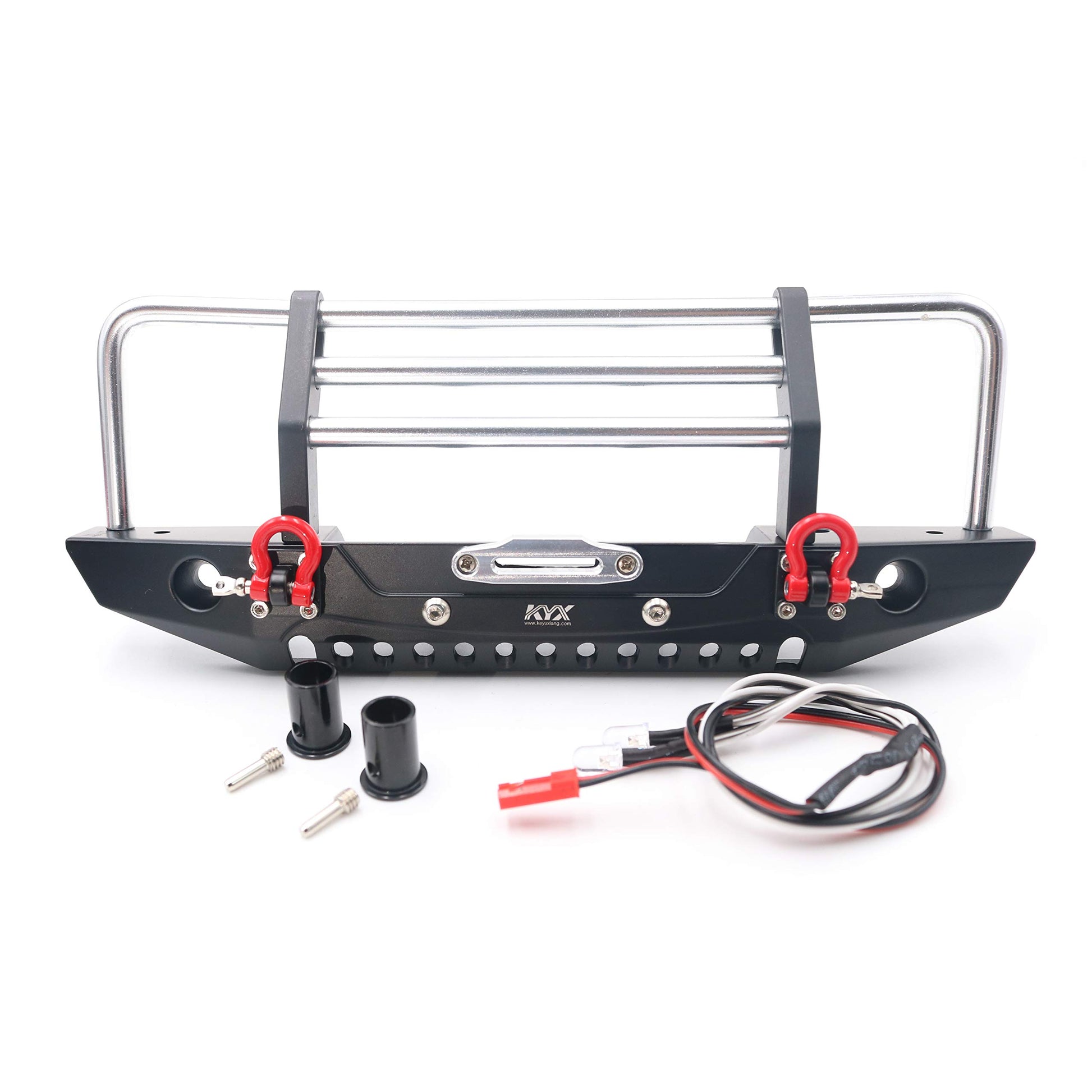 KYX Racing Alloy Front Bumper with LED Lights Upgrades Parts Accessories for RC Crawler Car Axial SCX10 II 90046 Traxxas TRX4 TR