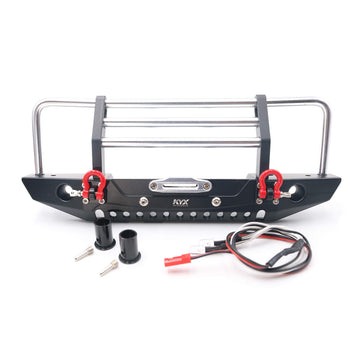 KYX Racing Alloy Front Bumper with LED Lights Upgrades Parts Accessories for RC Crawler Car Axial SCX10 II 90046 Traxxas TRX4 TR