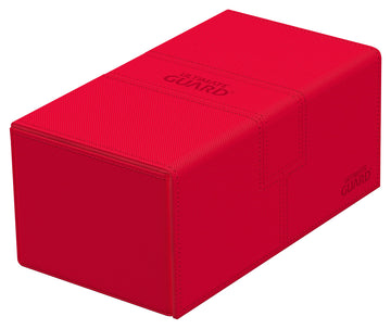 Ultimate Guard Twin Flip'N'Tray 200+, Deck Case For 200 Double-Sleeved Tcg Cards + Dice Tray, Red, Independent Magnetic Closure & Microfiber Inner Lining