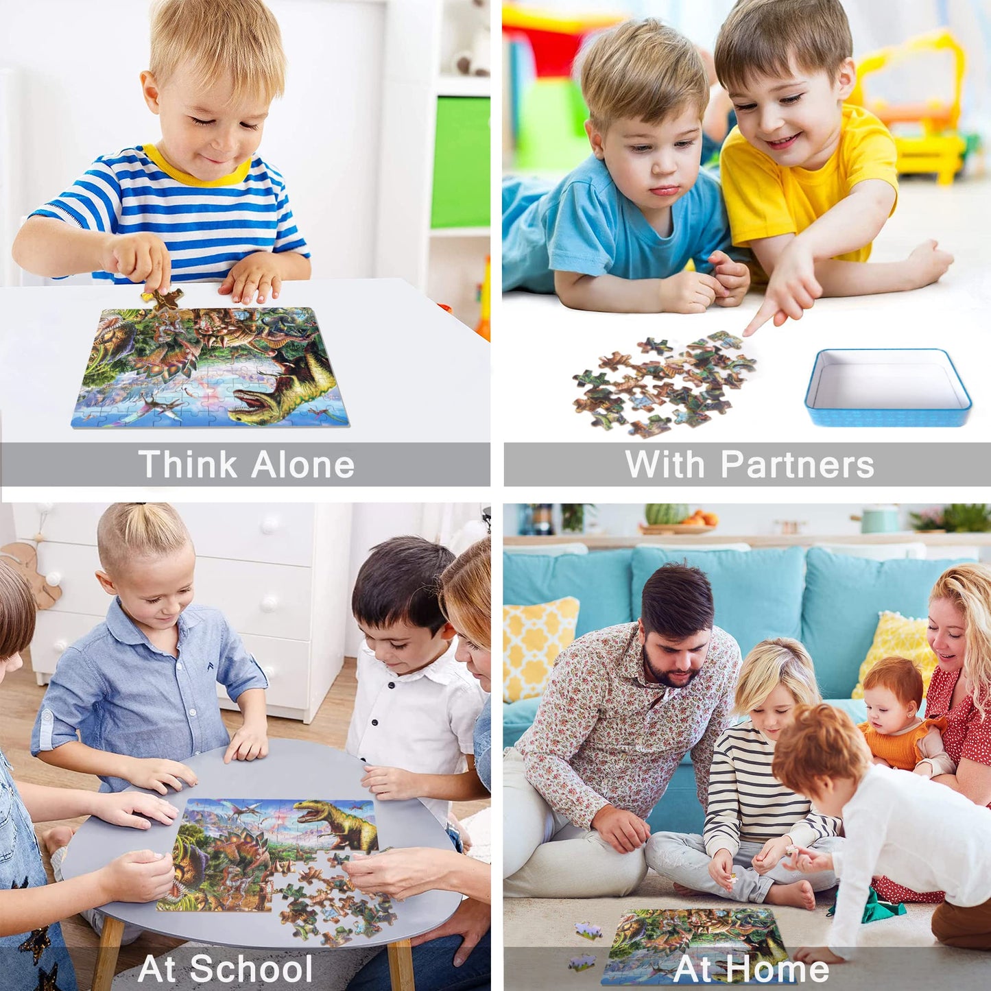 Lelemon Puzzles For Kids Ages 4-8,Tyrannosaurus 100 Piece Puzzles For Kids,Educational Kids Puzzles Ages 6-8 Jigsaw Puzzles In A Metal Box,Dinosaur Puzzles For Kids Ages 5-8 Cool Puzzle Games Toys