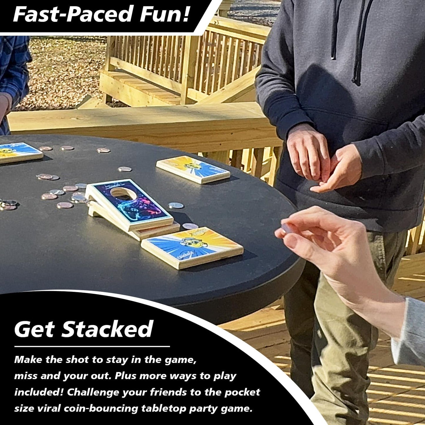 Coinhole Desktop Game Coin Bouncing Party Game Set | Tabletop Cornhole Board Game | Small Cornhole Travel Game Includes Coins (P