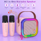 Haomuren Mini Karaoke Machine for Kids, Bluetooth Speaker with 2 Microphones, LED Lights, Pink, Model K12, Perfect Birthday Gift for Ages 3-12