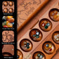 Lingle Deluxe Mancala Board Game Set - Real Wood Hinged Folding Board With 48 Mixed Natural Gemstones, Authentic African Petroglyphs, Foldable Design For 2-Player Strategy Game, Portable Game