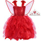 Soyoekbt Fairy Costume for Girls Princess Tutu Dress with Butterfly Wings for Girls Birthday Party Dress Up (Red, 3-4 Years)