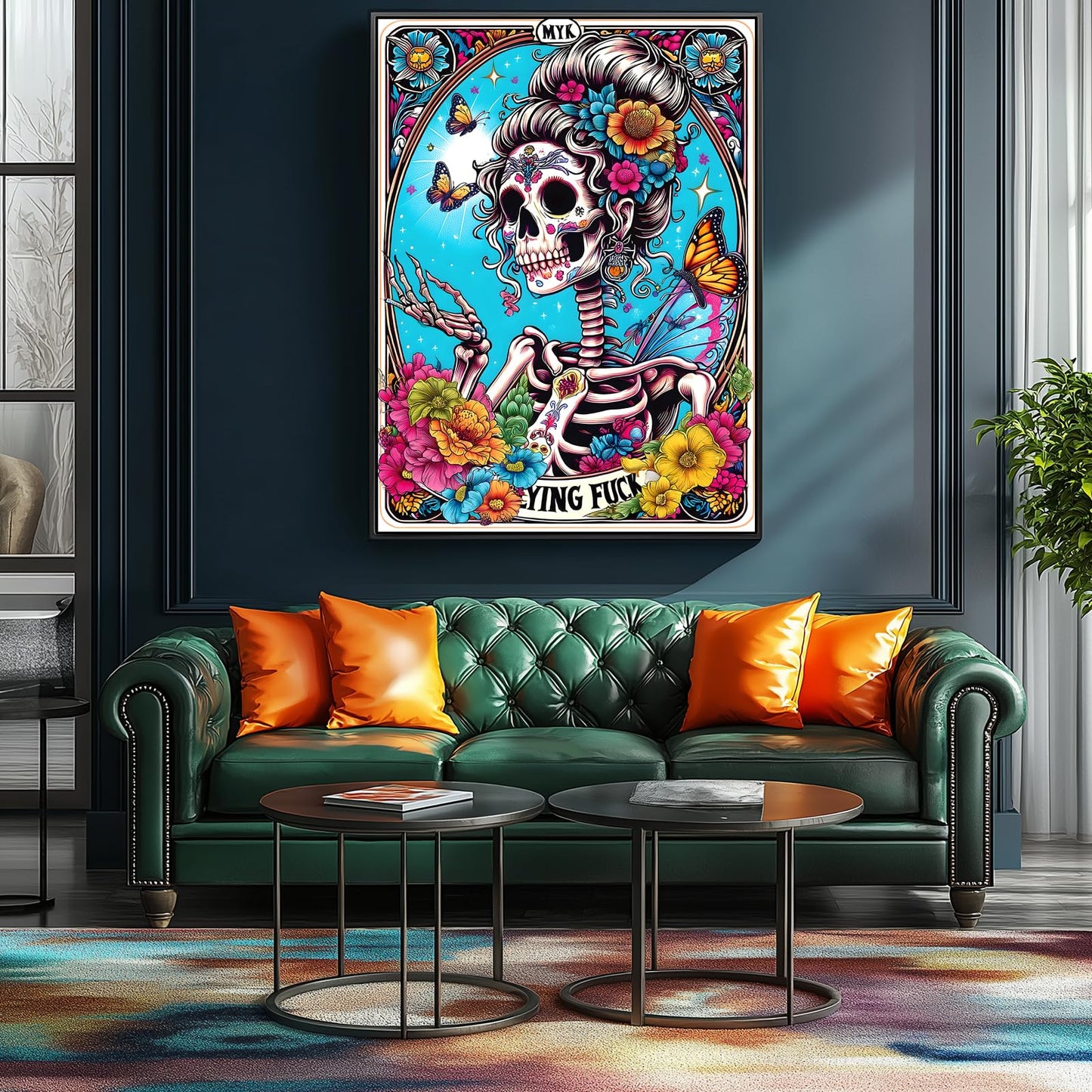 Halloween Sugar Skull 500 Piece Jigsaw Puzzle for mature-themeds Day of The Dead Puzzle with Vibrant Floral Skull Butterflies Playing Cards Art Challenging mature-themed Jigsaw Puzzles for Game Night(15 x23 )