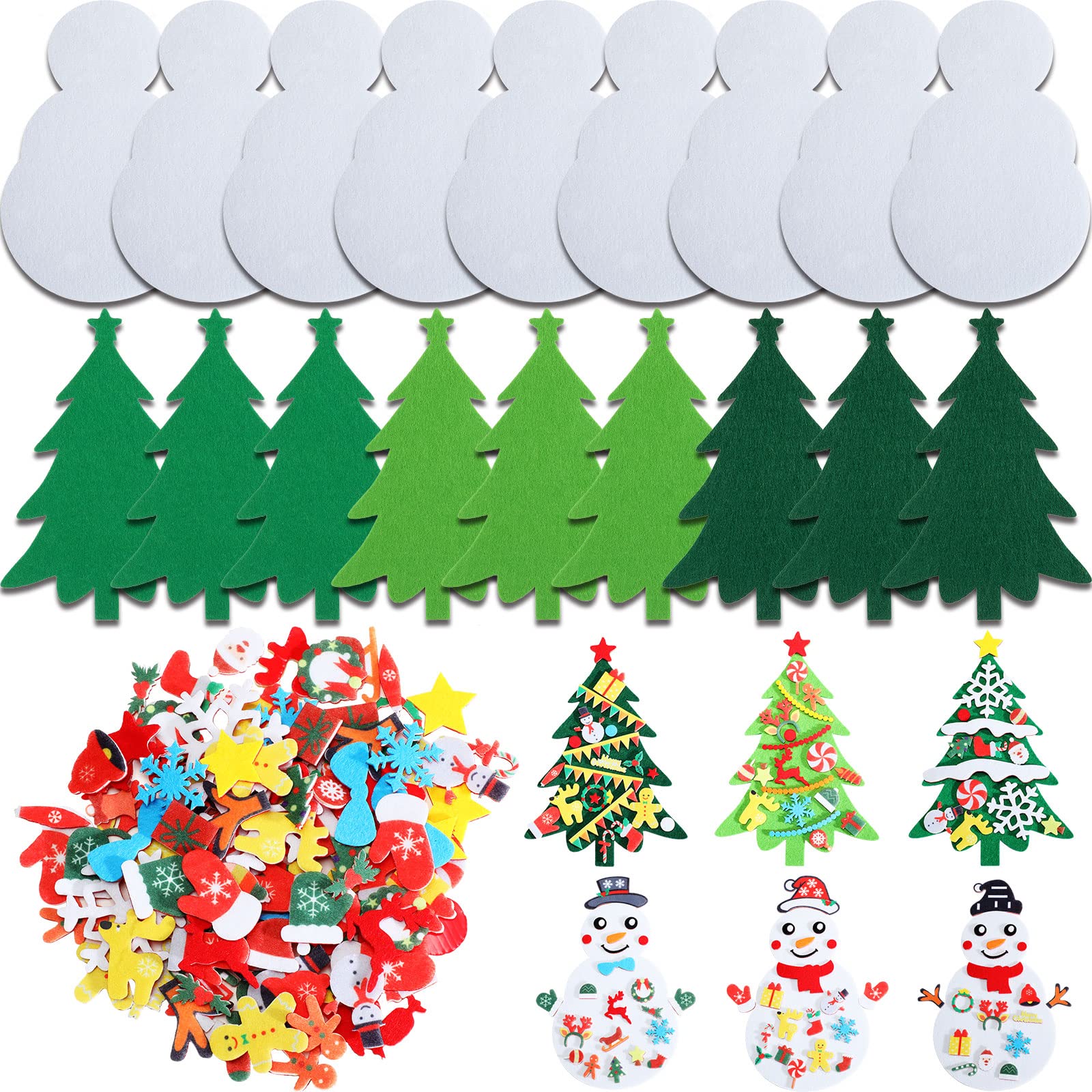 Tatuo Christmas Felt Craft Kits for Kids - DIY Snowman & Christmas Tree Set - Wall-Mounted Crafts - Fun Home Activities