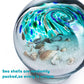 4'' Sea Globe Hand Blown Art Glass Decor Collectible Glass Decorative Balls With Natural Sea Shell And Sand, Lake Green