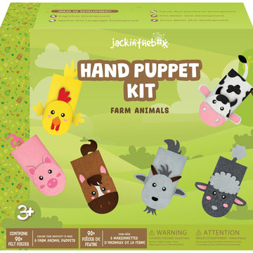 Jackinthebox Hand Puppet Making Kit -6 Farm Animals Felt Puppet Craft Kit For Kids,Creative Diy Arts & Crafts Kit Make Your Own Puppets For Storytelling Role Play, Great Craft Gifts For Kids Ages 4-8