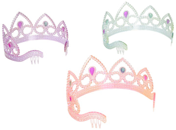 Colorful Princess Party Tiaras, Assorted Colors by SmallToys - Unit of 12 , Pink/Purple