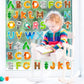Whaline 52Pcs Alphabet Gel Clings - Colorful Animal ABC Window Decals for Educational Learning & Nursery Decor