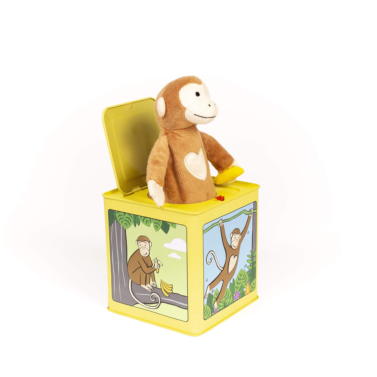 Jack Rabbit Creations Monkey Jack-in-the-Box Toy, Plush, Plays "Pop Goes The Weasel", 1 EA, Tin, Kids Age 3+