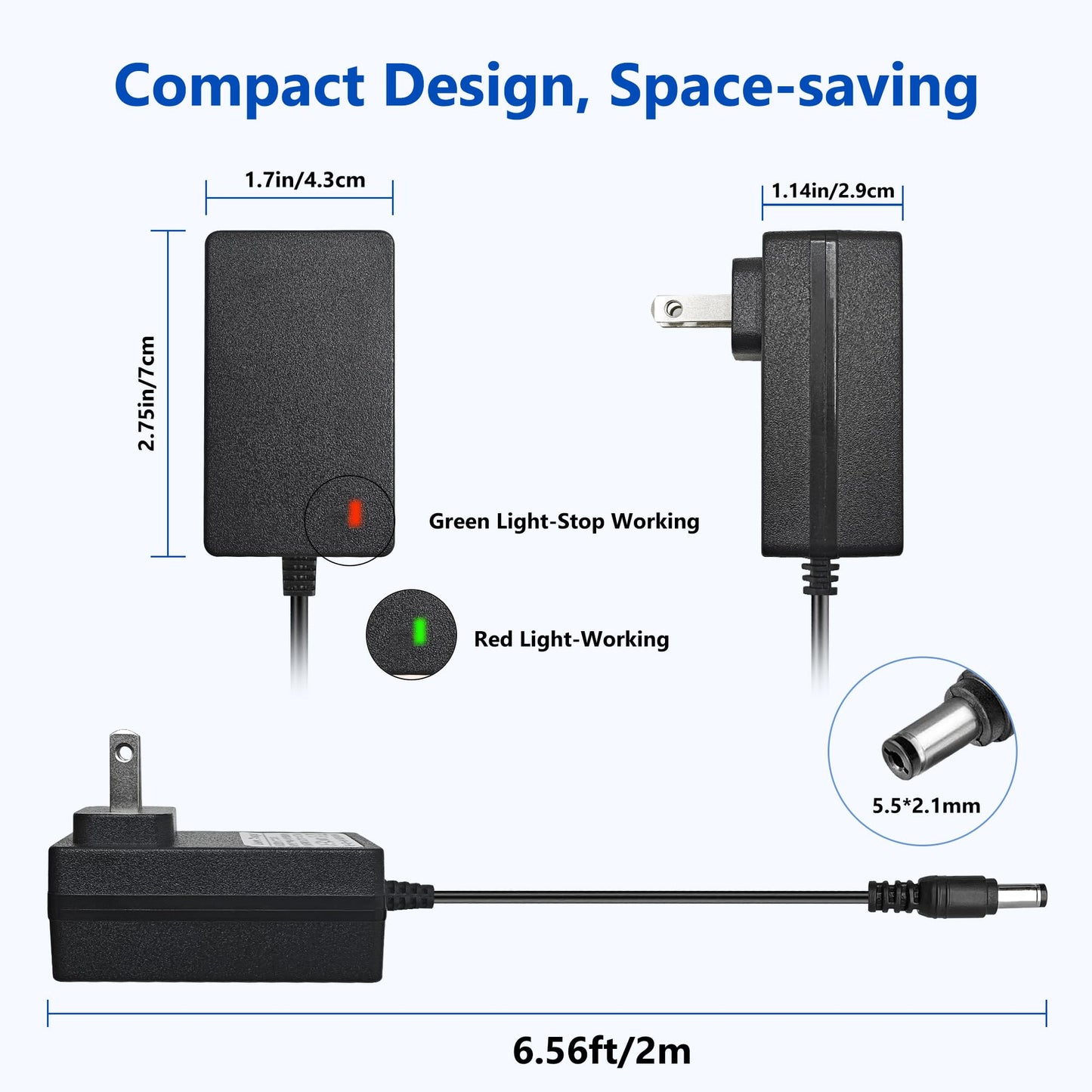 12V Battery Charger for Kids Ride On Toys  Electric Cars  Power Wheels  Motorcycles  ATVs  for Jeep  for Dodge Charger Toy Car Universal adapter for 12V Ride On Vehicles and Small Electric Toys