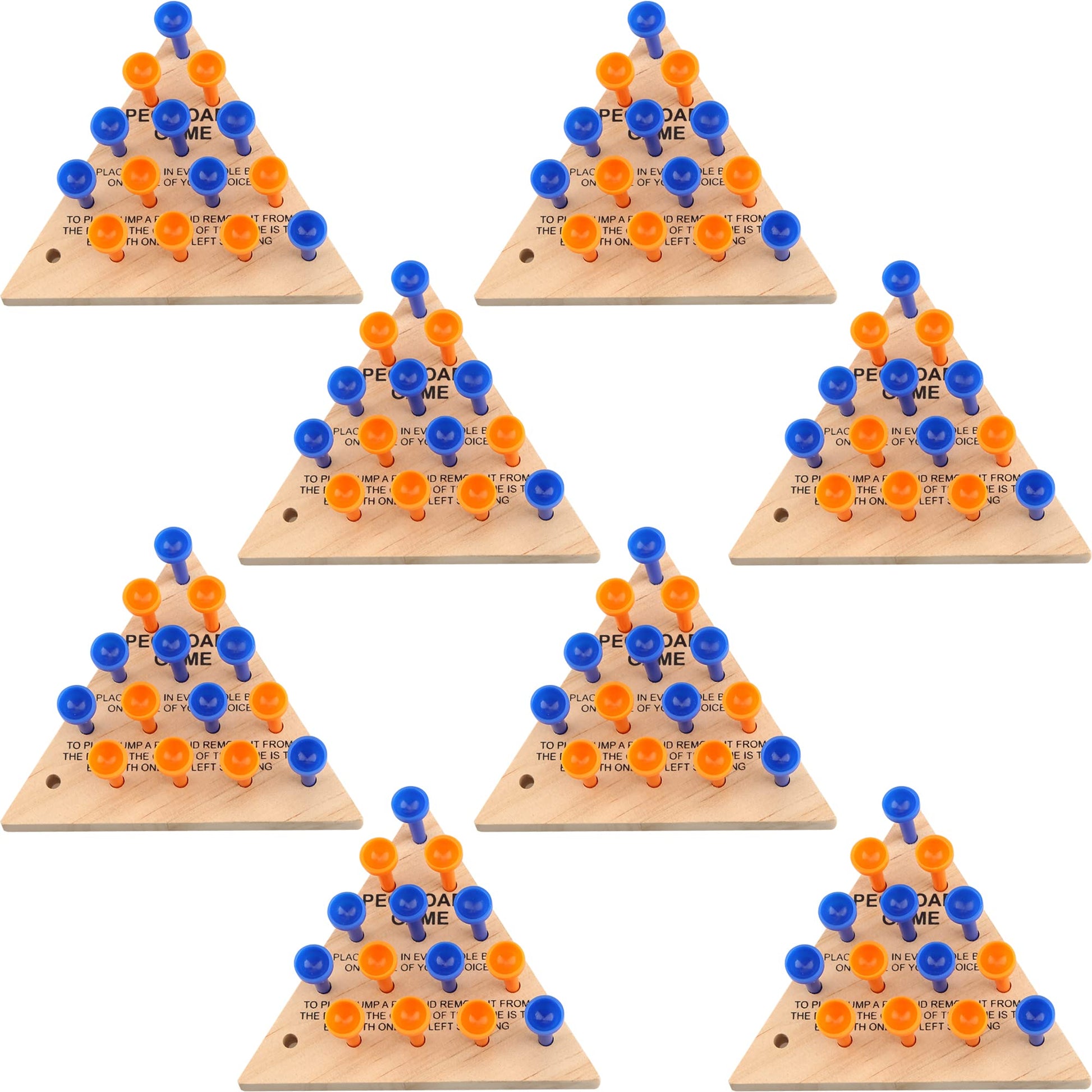 Haconba 8 Packs Wooden Triangle Peg Games Family Wooden Board Game Learning Puzzles Strategy Toy for Travel Gathering Teens mature-themed