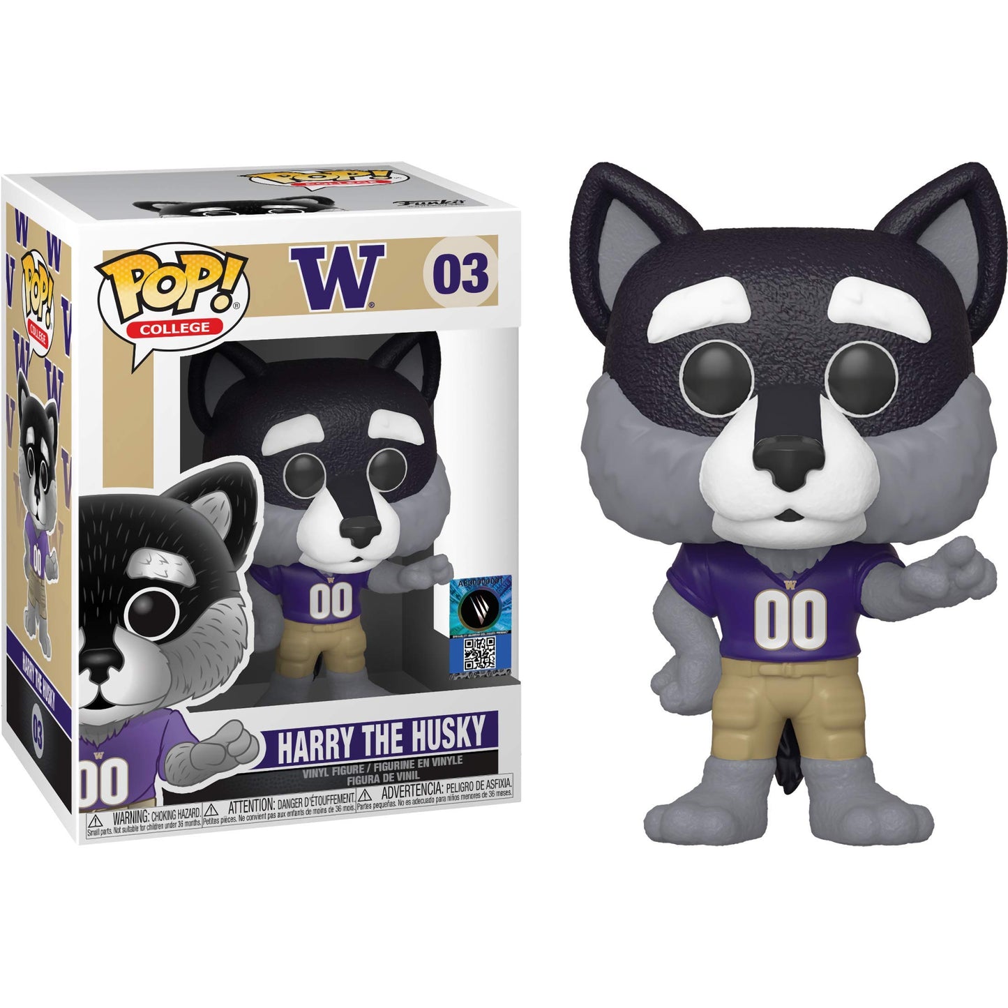 H?A?R?R?Y The Husk?Y [Uw]: Fun?Ko P?O?P?! College Vinyl Figure Bundle With 1 Compatible 'Toysdiva' Graphic Protector (003-43280