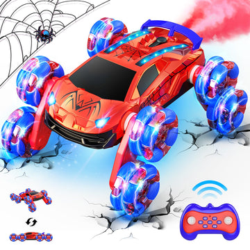 Yeriayha Remote Control Car, 8Wd Rc Stunt Car Kids Toys For Age 8-13 Double Sided 360 Rotating Rc Car Rechargeable Racing Drift 