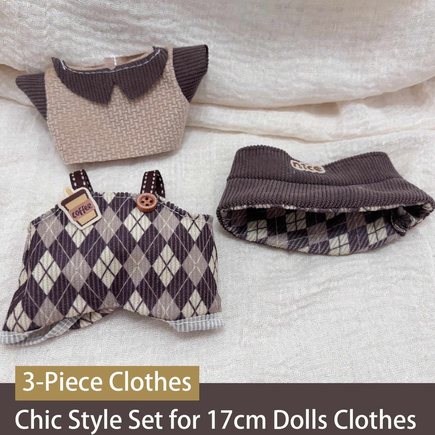 Clothes for 17cm Dolls 2 Set  Cute Hat & Outfit Set for Dolls  Adorable Dress-Up Accessories for Doll