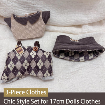 Clothes for 17cm Dolls 2 Set  Cute Hat & Outfit Set for Dolls  Adorable Dress-Up Accessories for Doll