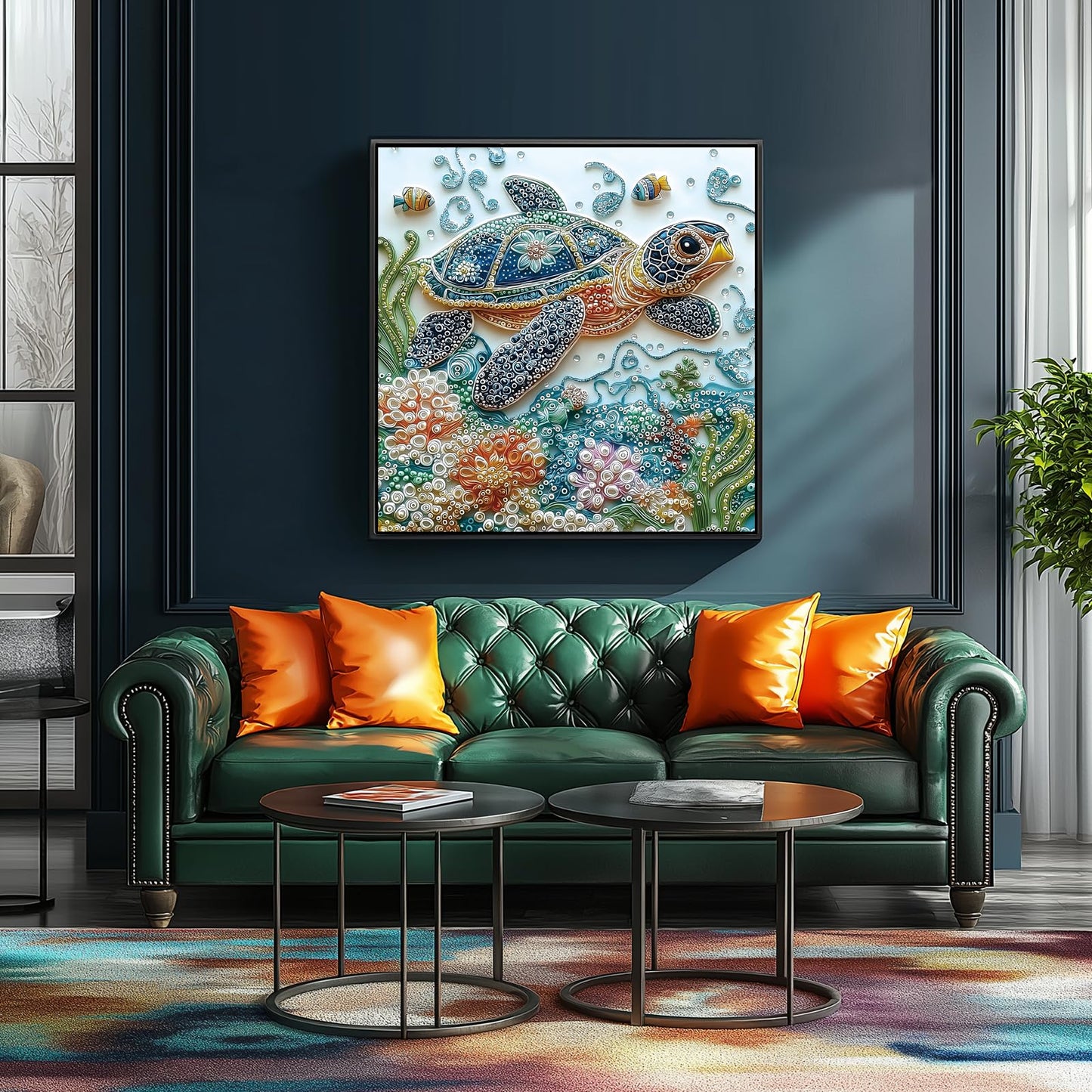 Embroidery Sea Turtle 500 Piece Puzzles For Adults, Easy Large Piece Puzzle For Seniors, Challenge Art Jigsaw Puzzles, For Gifts