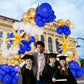 146Pcs Blue And Gold Balloons Garland Arch Kit With Gold Exploding Star Foil Balloons For Graduation Wedding Engagement Baptism
