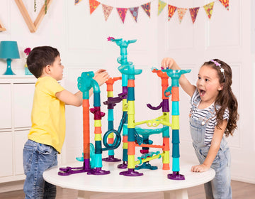 B. toys- Marble Run Toy Set- Developmetal STEM Toy- 62 Piece Educational Building Toy with Lights & Sound- 3 Years +