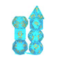 UDIXI 7PCS D&D Dice Set Filled with Aurora Powder, Aqua Blue DND Dice for Dungeons and Dragons, Polyhedral Dice for RPG MTG and