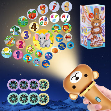 Baby Educational Projector Toddler Toys, Kids Toy Flashlight Projector For Girls And Boys With Dinosaurs Numbers 26 Letter Multi-Theme, Ideal Baby Toy For Learning Nightlight Cognition Bedtime
