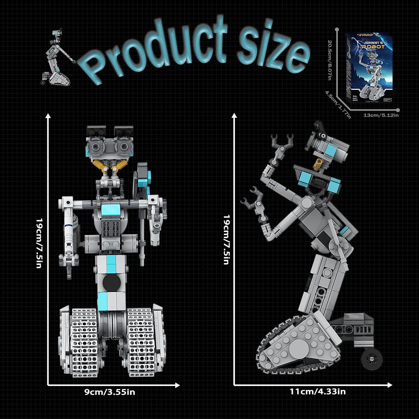Johnny 5 Robot Building Toys,Movie Short Open Circuit Figures Robot Model Building Kit,Decoration Building Bricks Set For Adults